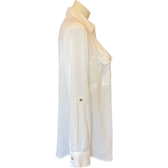 MICHAEL Michael Kors White Blouse with Gold Zipper Long Sleeves Size 1X - Picture 4 of 14